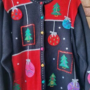 CHRISTMAS CARDIGAN SIZE XL WOMENS Ornaments Colorful